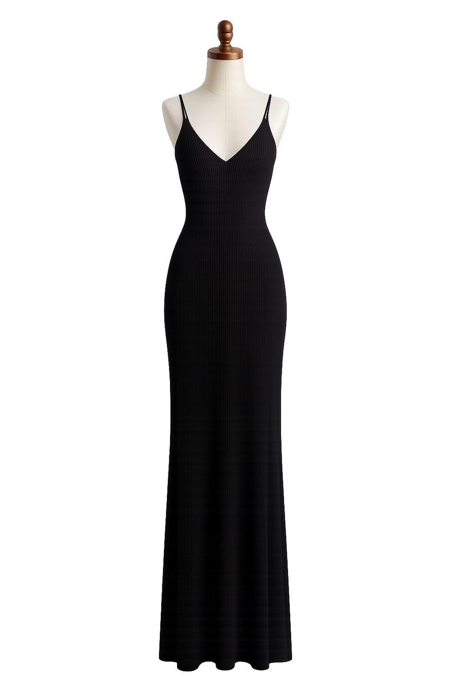 DISSH Black Ribbed Knit Maxi Dress - Size S